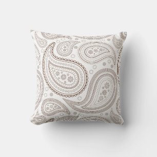 Paisley Braun auf Weiß Wurfkissen Kissen