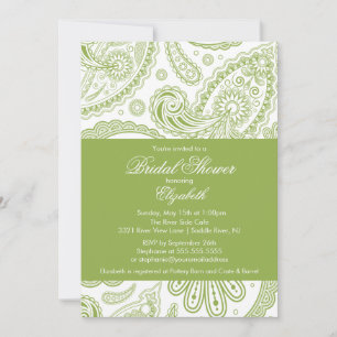 Paisley Bridal Dusche Einladung Chartreuse Green