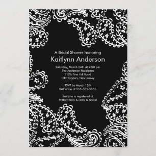 Paisley Bridal Dusche Einladung White & Black