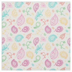 Paisley Bright Boho Folk Pattern auf Weiß Stoff