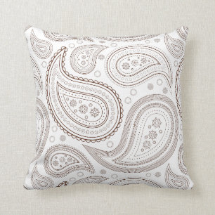 Paisley Brown auf weißem Wurfs-Kissen Kissen