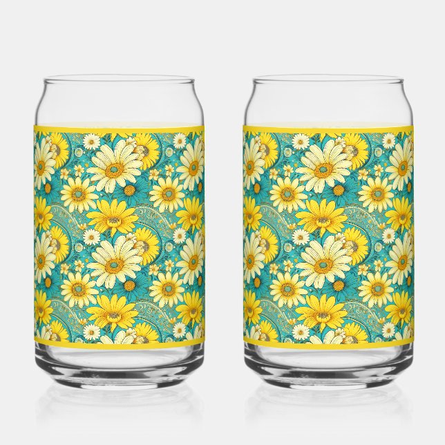 Paisley-Daisy-Soda-Glas Dosenglas (Vorderseite)