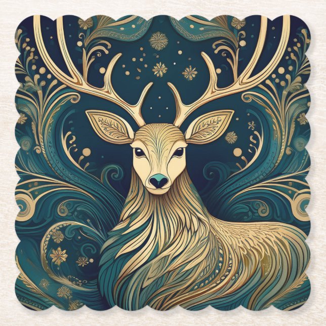 Paisley Deer Coaster Untersetzer (Vorderseite)
