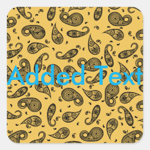 Paisley Design Anpassen von Farbhintergrund und Te Quadratischer Aufkleber