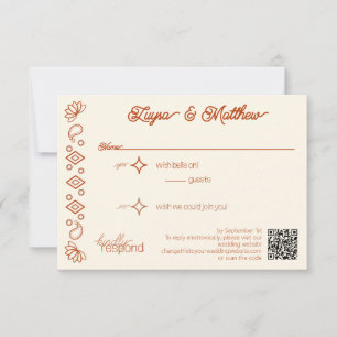 Paisley Diamond Western Rust Ivory QR Code RSVP