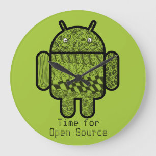 Paisley Doodle Character for the Android™ robot Große Wanduhr