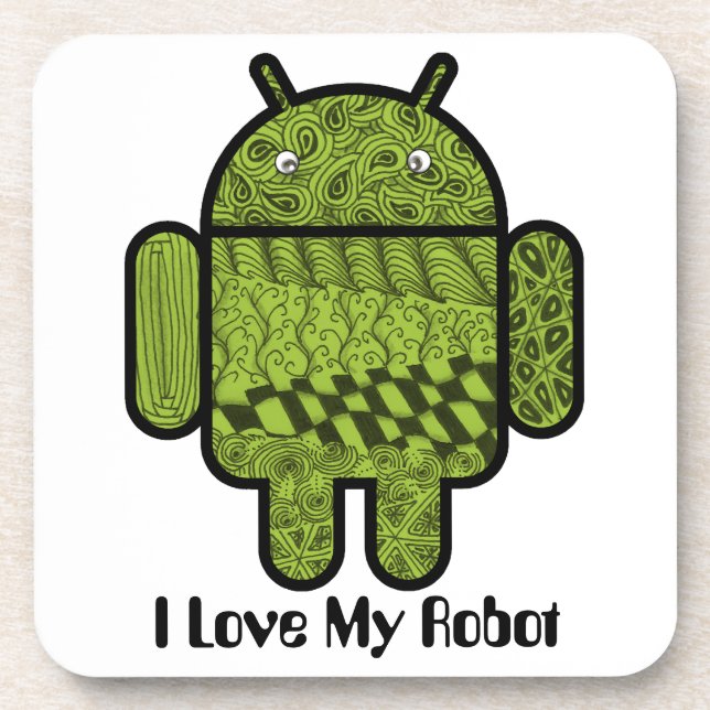Paisley Doodle-Zeichen für den Android™-Roboter Untersetzer (Vorderseite)