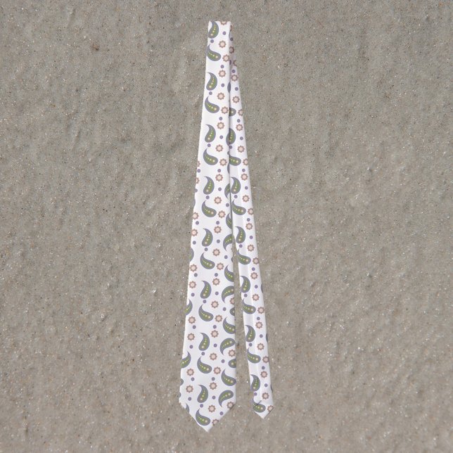 Paisley Dots Blume Grünrosa Lila Muster Krawatte (A tie with a pattern of paisley, flowers and polka dots in green, blue, pink & purple)