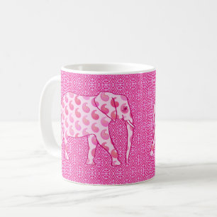 Paisley-Elefant - Eispink und Fuchsia Kaffeetasse