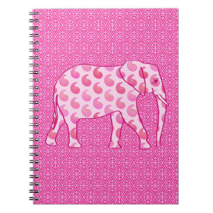 Paisley-Elefant - Eispink und Fuchsia Notizblock