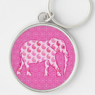 Paisley-Elefant - Eispink und Fuchsia Schlüsselanhänger