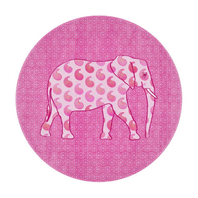 Paisley-Elefant - Eispink und Fuchsia Schneidebrett (Vorderseite)