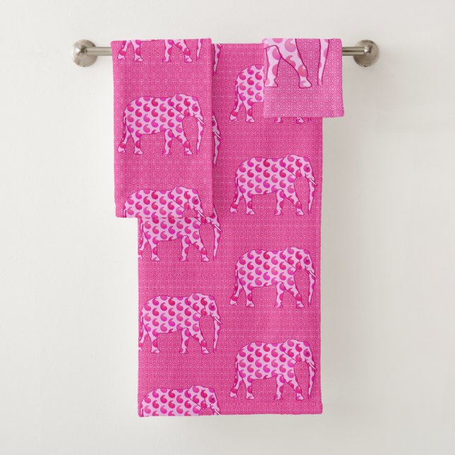 Paisley-Elefant, gefrieren Rosa und Fuchsie Badhandtuch Set (Insitu)