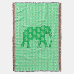 Paisley-Elefant - Jade grün und weiß Decke