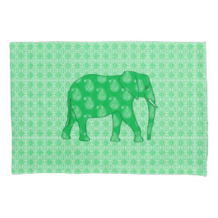 Paisley-Elefant - Jade grün und weiß Kissenbezug