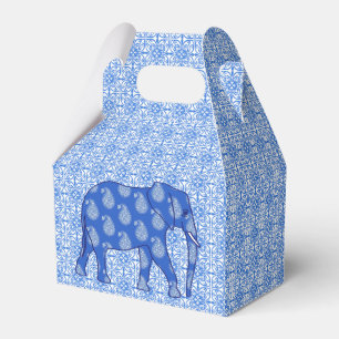 Paisley-Elefant - Kobalt blau und weiß Geschenkschachtel
