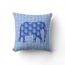 Paisley-Elefant - Kobalt blau und weiß
