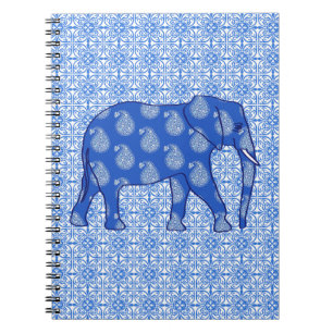 Paisley-Elefant - Kobalt blau und weiß Notizblock