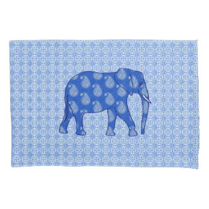 Paisley-Elefant - Kobaltblau und -WEISS Kissenbezug