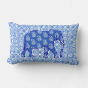 Paisley-Elefant - Kobaltblau und -WEISS Lendenkissen