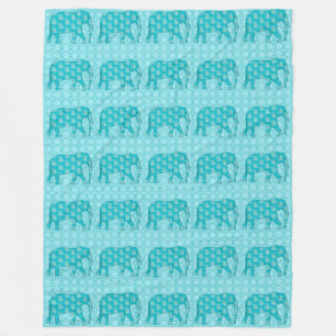 Paisley-Elefant - Türkis und Wasser Fleecedecke
