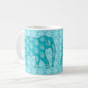 Paisley-Elefant - Türkis und Wasser Kaffeetasse