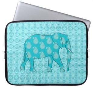 Paisley-Elefant - Türkis und Wasser Laptopschutzhülle
