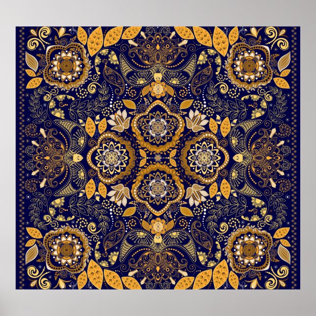 Paisley Elegance: Textile Designmuster Poster (Vorne)