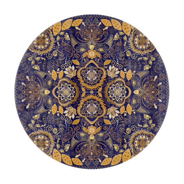 Paisley Elegance: Textile Designmuster Schneidebrett (Vorderseite)