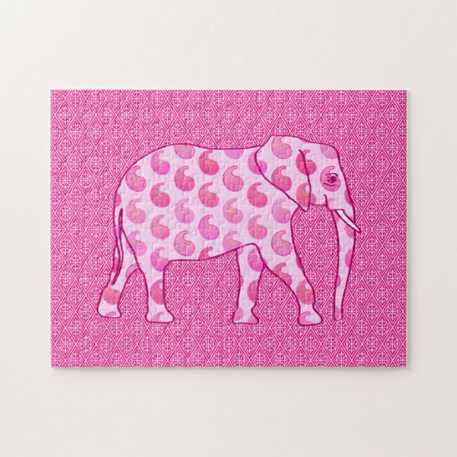 Paisley Elephant, Ice Pink und Fuchsia (Horizontal)