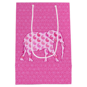 Paisley Elephant, Ice Pink und Fuchsia Mittlere Geschenktüte