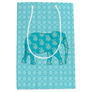 Paisley Elephant, Türkis und Aqua Mittlere Geschenktüte