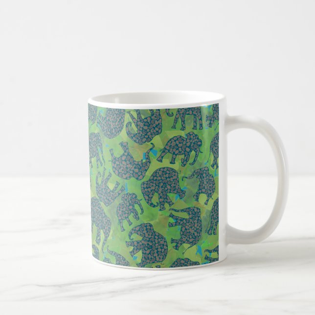 Paisley Elephants, Dschungelgrün Blätter Kaffee Ta Kaffeetasse (Rechts)