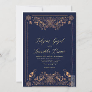 Paisley et oiseaux indiens - Faire-part de mariage