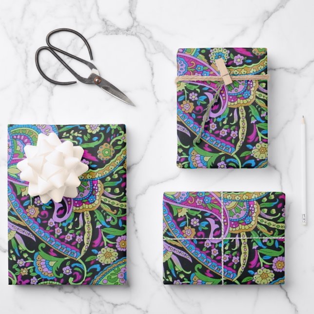 Paisley Fantasy Geschenkpapier Set (Vorderseite)