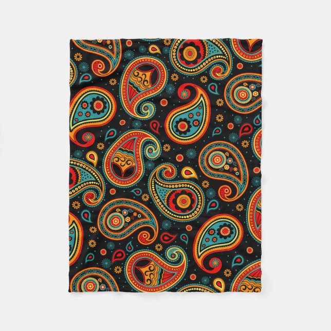 Paisley farbig elegant fleecedecke (Vorderseite)