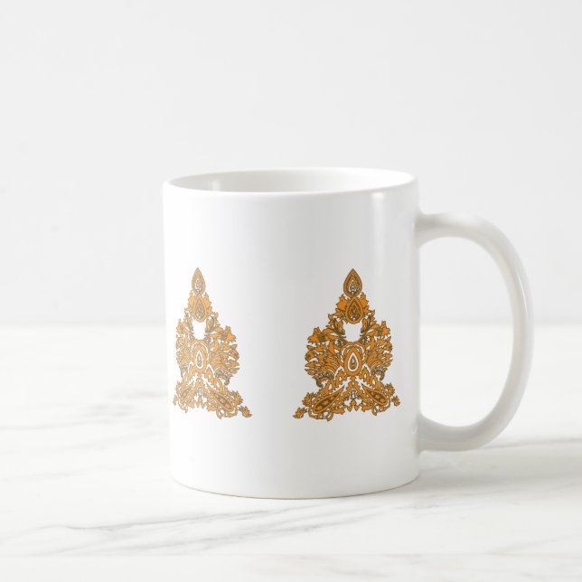 Paisley Floral Art ・ Orange Boho Decor Kaffeetasse (Rechts)