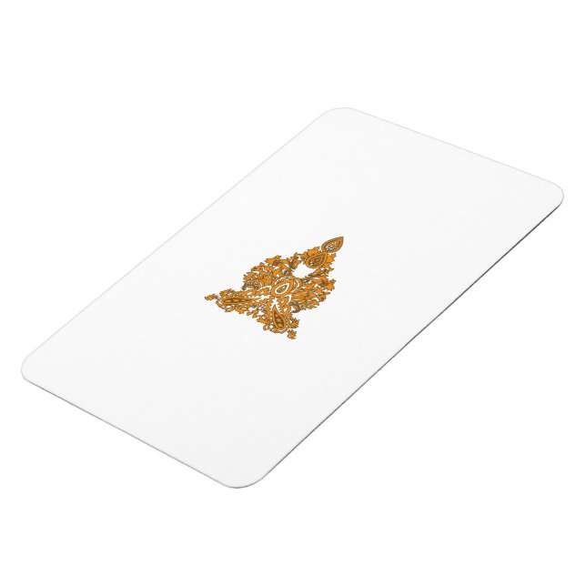 Paisley Floral Art ・ Orange Boho Decor Magnet (Linke Seite)