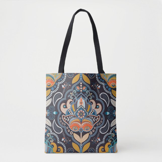 Paisley Floral: Dunkles indisches Muster Tasche (Vorderseite)