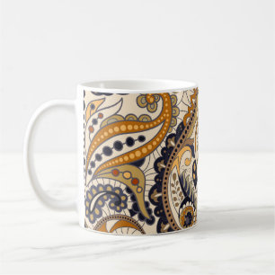Paisley Floral: Farbenloses, nahtloses Design Kaffeetasse