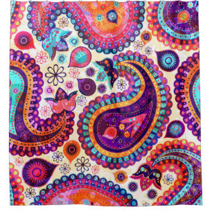 Paisley Floral Indian Seamless Ornament Duschvorhang