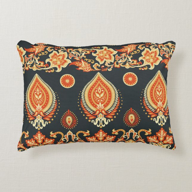 Paisley Floral: Oriental Ethnic Seamless Dekokissen (Vorderseite)