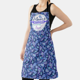Paisley Floral Pattern - Blau Schürze