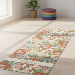 Paisley Floral Yoga Mat - Custom Name Mat Yogamatte