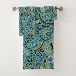 Paisley Forest Green Badhandtuch Set