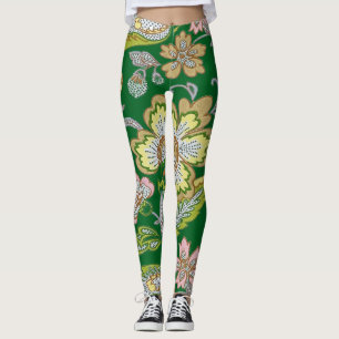Paisley-Garten-Stilisierte Blumenstickerei Leggings