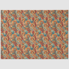 Paisley Golden Blume Abstraktes Muster 10 Seidenpapier