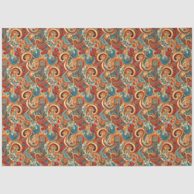 Paisley Golden Blume Abstraktes Muster 10 Seidenpapier (Vorderseite)