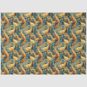 Paisley Golden Blume Abstraktes Muster 1 Seidenpapier