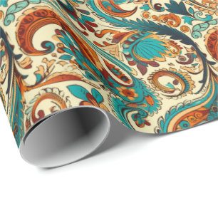 Paisley Golden Blume Abstraktes Muster 5 Geschenkpapier